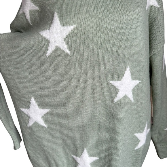 Emma's Expressions Light Green Stars Sweater Size L NWT - Picture 8 of 17